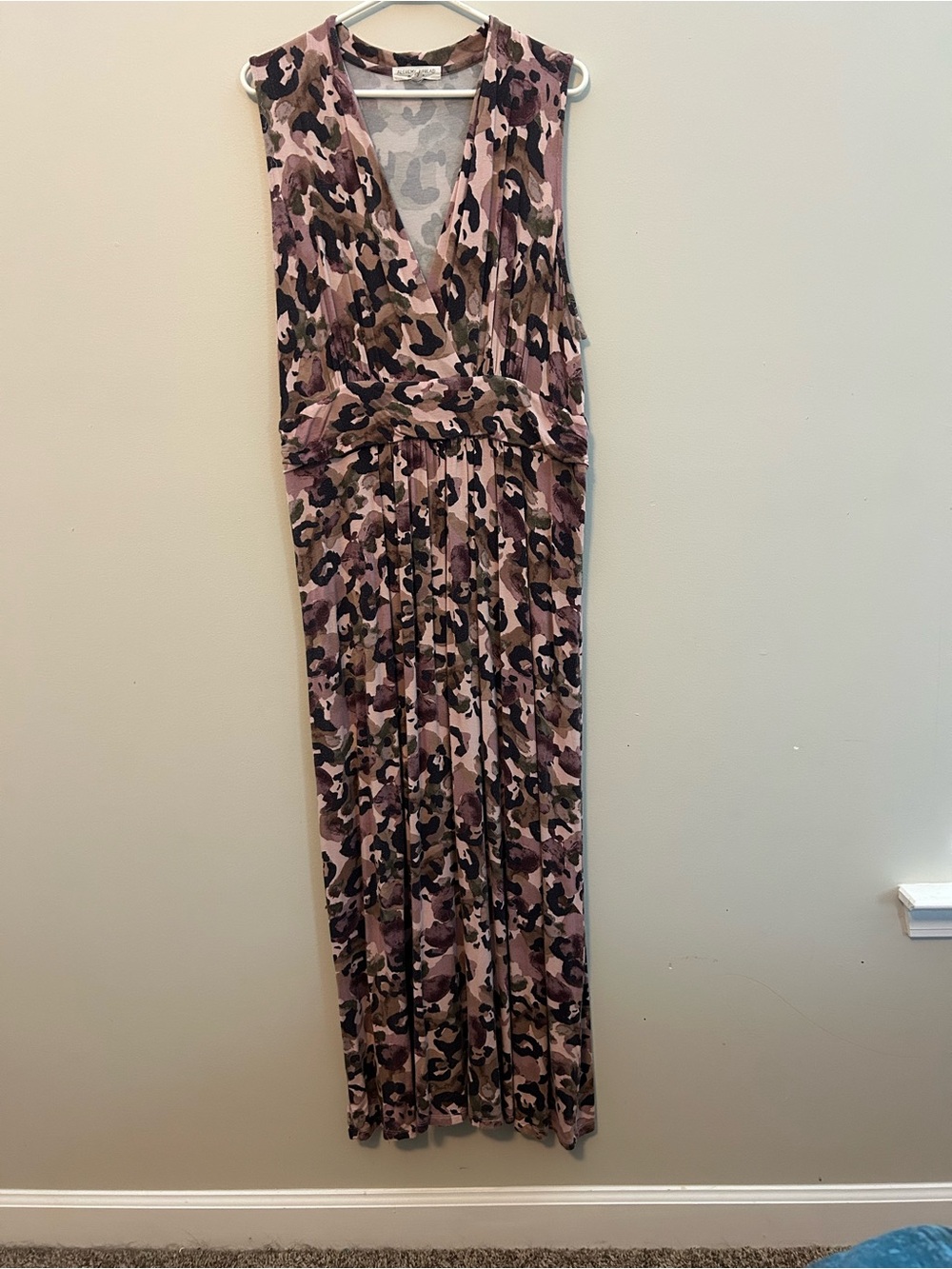 Sleeveless Pink Camo Wrap Maxi Dress